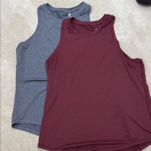 Women's Sleeveless workout Tops - Gray and Burgundy